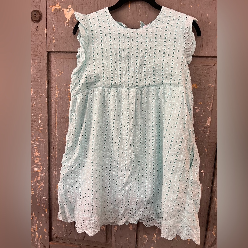 Pink lily Charming Eyelet romper  Dress in Light Blue
